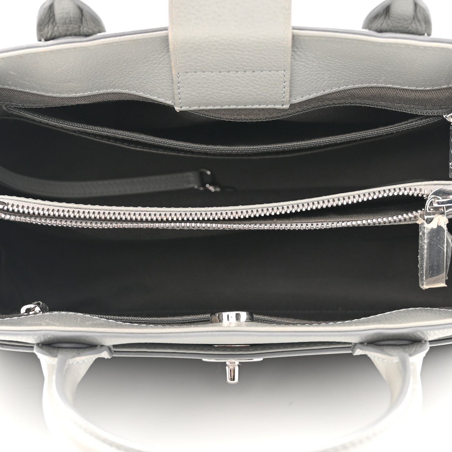 Grained Calfskin Small Neo Executive Shopper Tote Grey