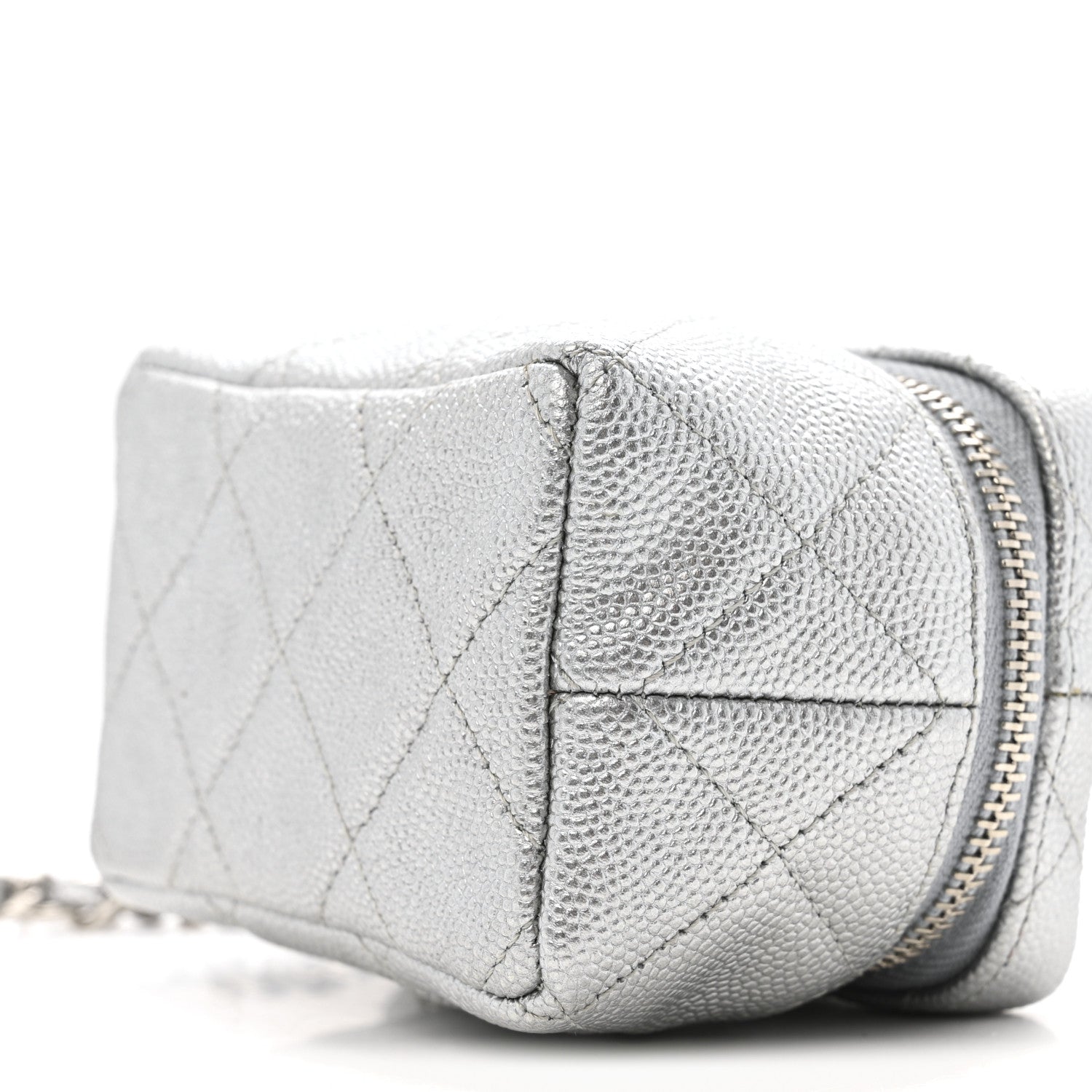 Chanel Metallic Caviar Quilted Mini Top Handle Vanity With Chain Silver 10 of 13
