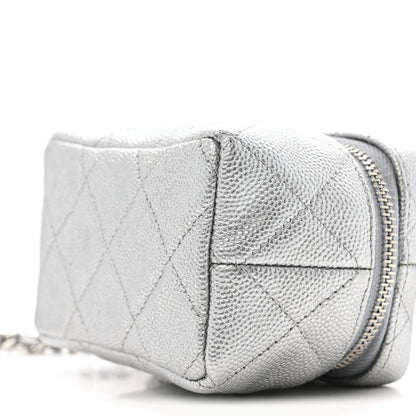 Chanel Metallic Caviar Quilted Mini Top Handle Vanity With Chain Silver 10 of 13