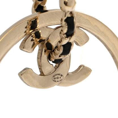 Chanel Metal Crystal Lambskin CC Chain Hoop Earrings Gold Black 4 of 5