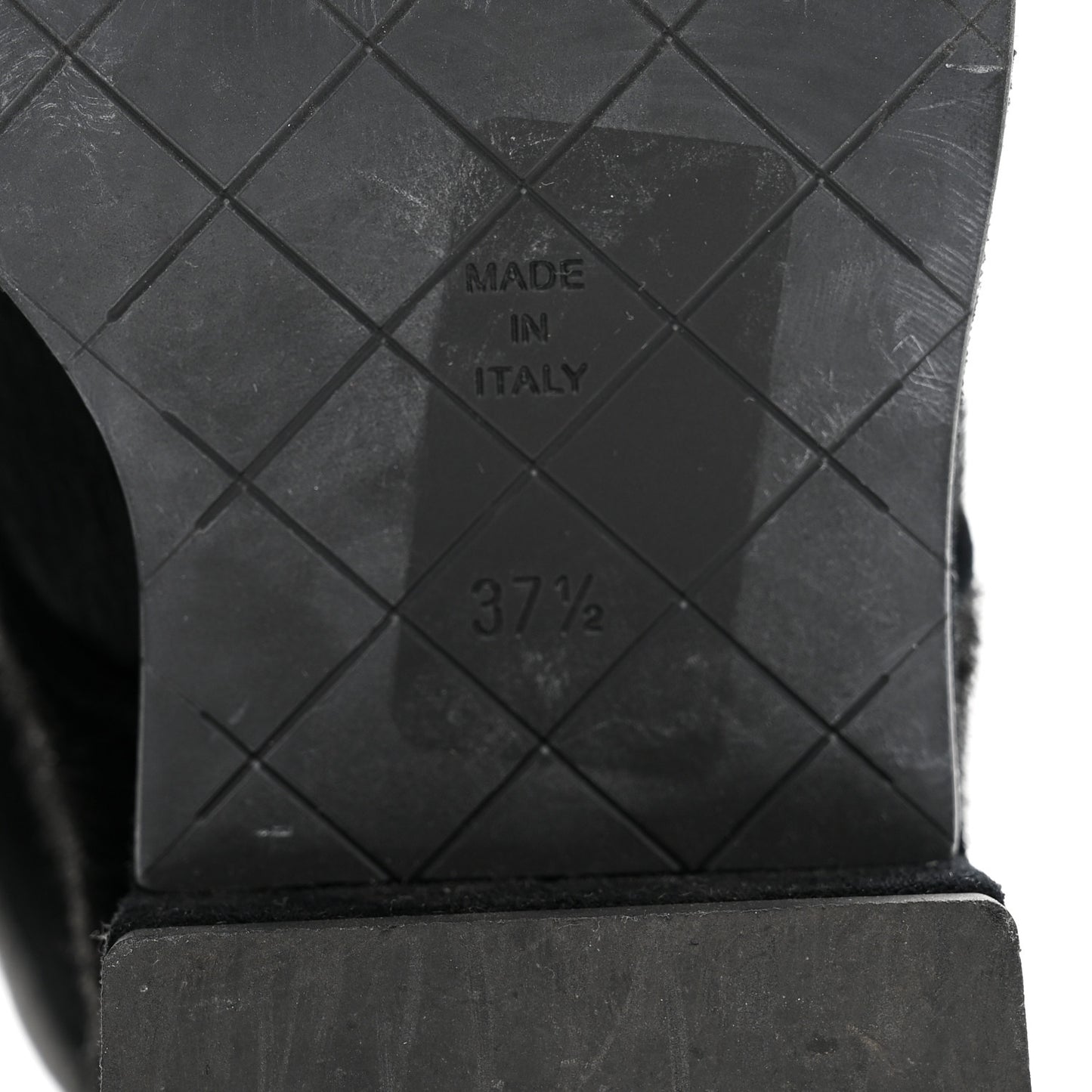 Suede Pony Hair Shearling Lace Up Combat Boots 37.5 Black White