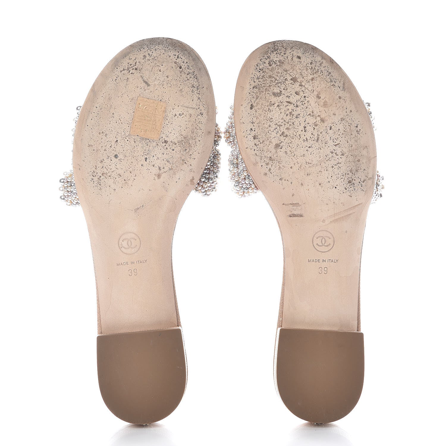Chanel Lambskin Pearl Cord CC Mules 39 Beige 5 of 8
