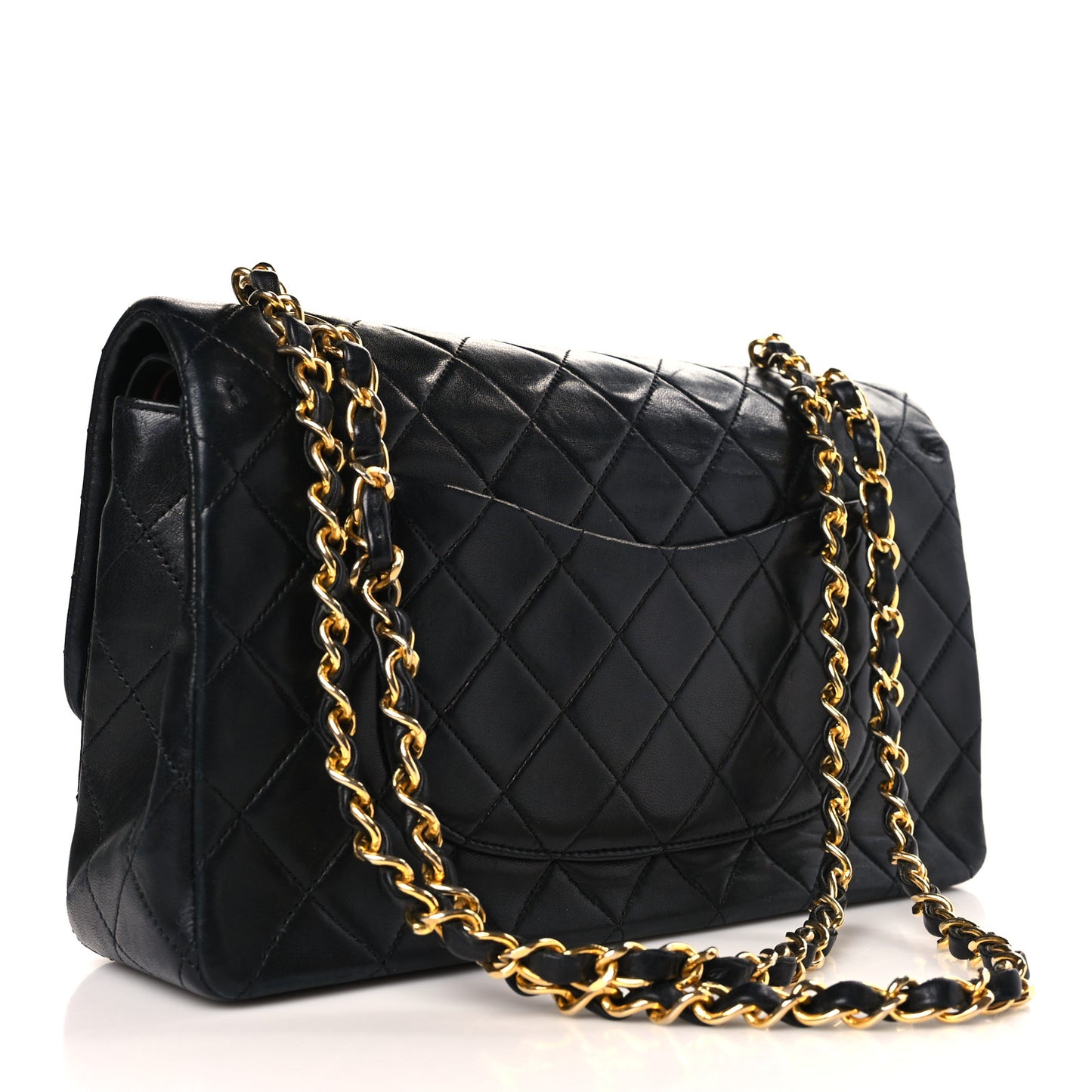 Lambskin Quilted Medium Double Flap Black