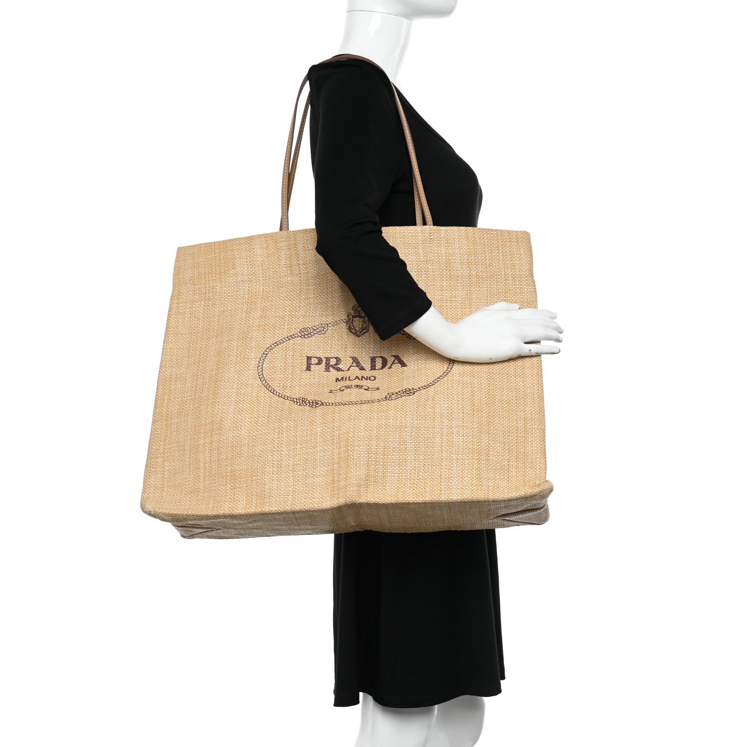 Prada Raffia Logo Tote Naturale 2 of 9