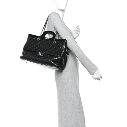Chanel Glazed Calfskin Quilted Large CC Delivery Tote Black 2 of 14