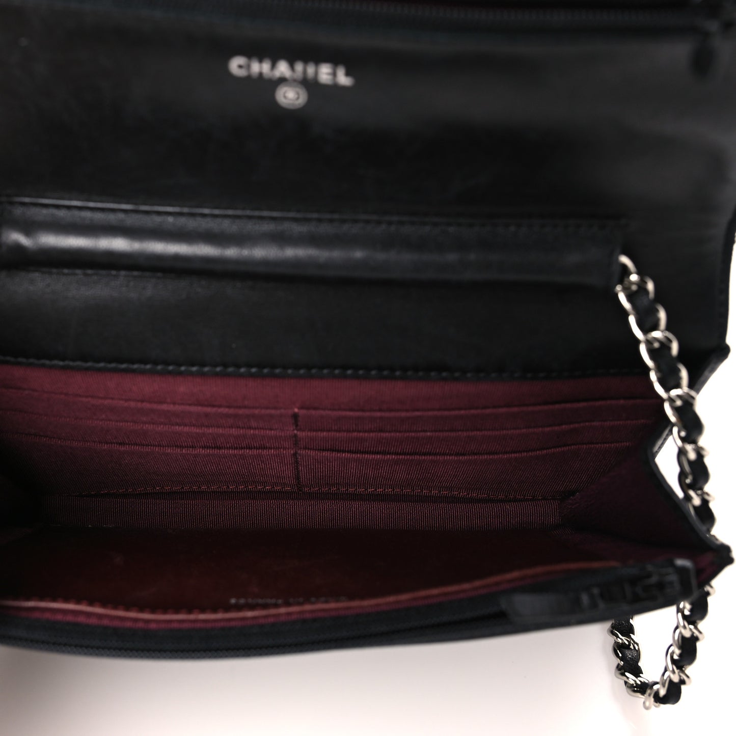 Lambskin Quilted Wallet On Chain WOC Black