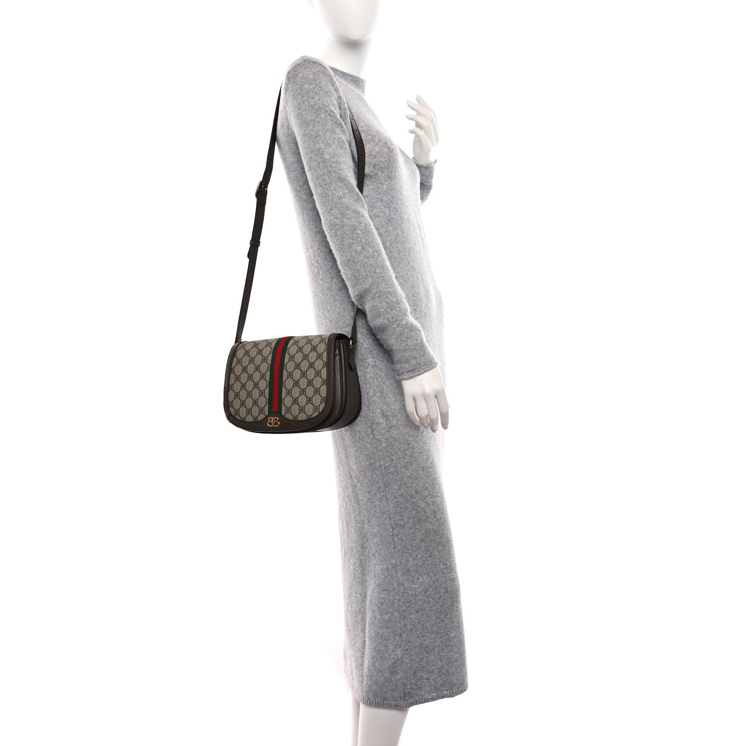 Gucci X BALENCIAGA BB Supreme Monogram Web Small Ophidia Shoulder Bag Beige New Acero 2 of 9