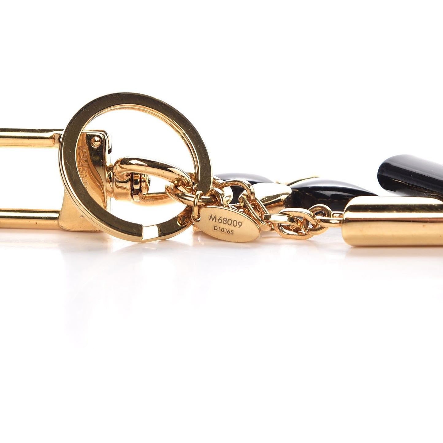 Lacquered Metal Twist Bag Charm Key Holder Black