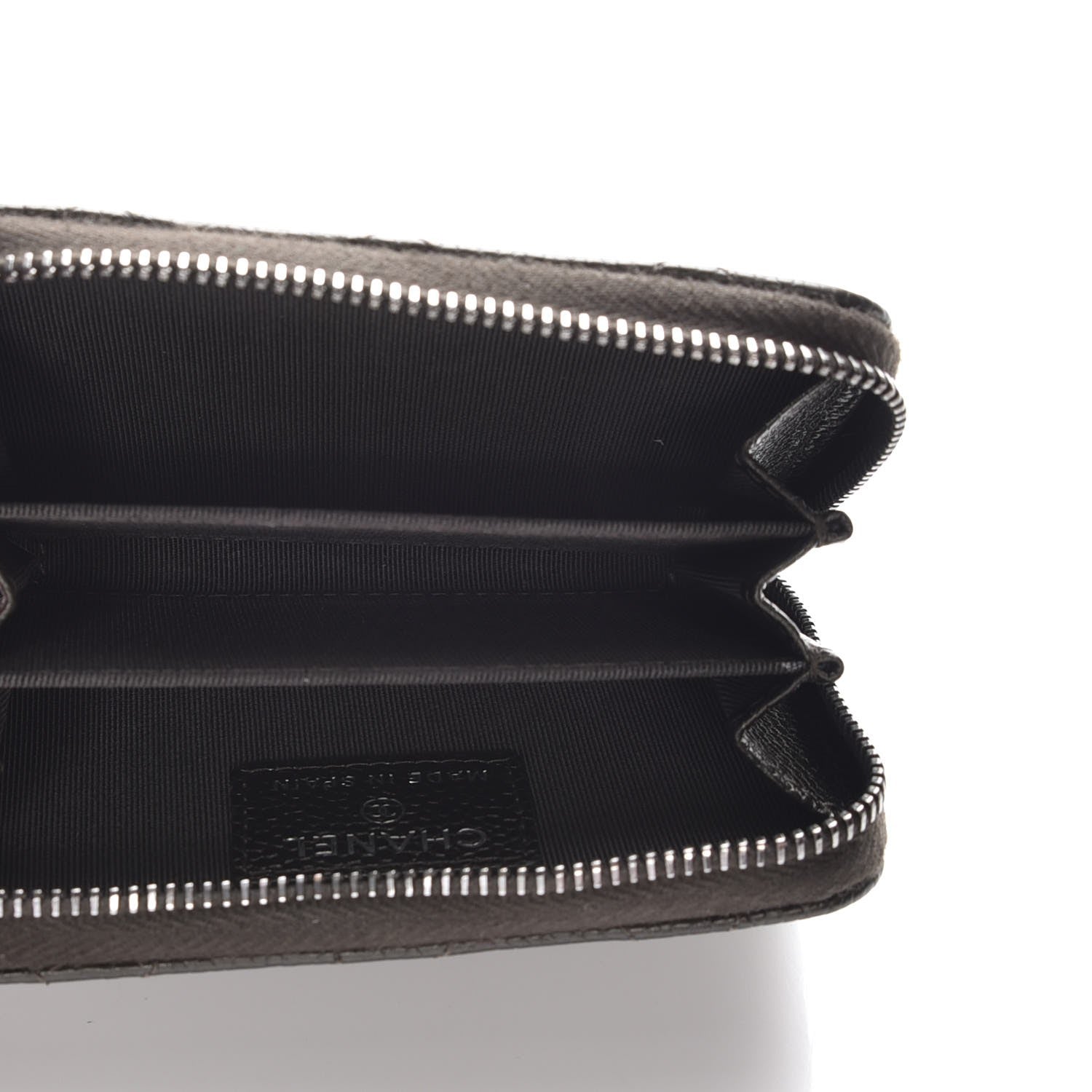 Chanel Metallic Caviar Quilted Zip Coin Purse Dark Charcoal 5 of 7
