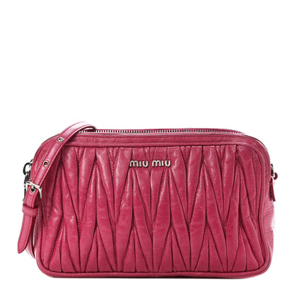 Miu Miu Vitello Lux Matelasse Double Zip Shoulder Bag Peonia 1 of 14