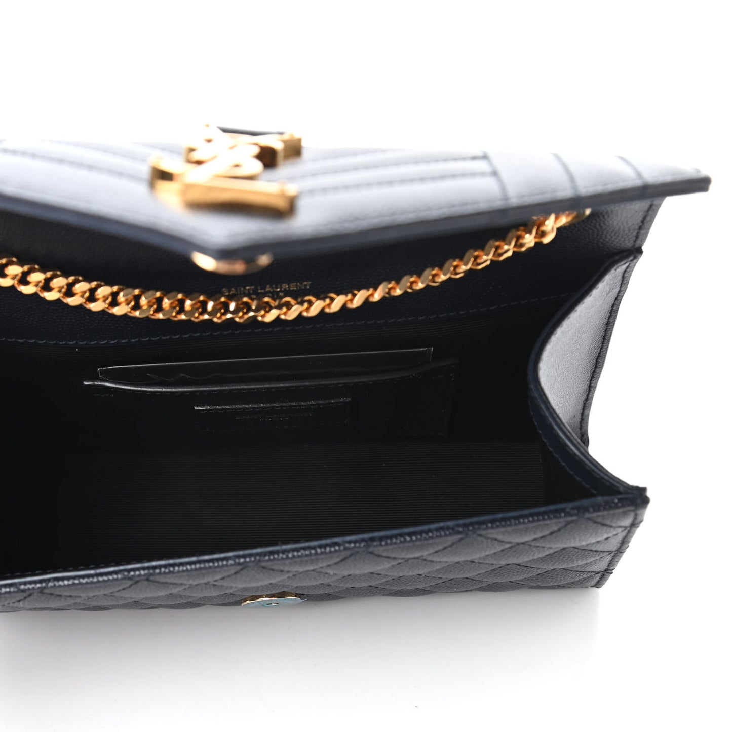 Grain De Poudre Textured Mixed Matelasse Triquilt Small Monogram Satchel Navy Blue