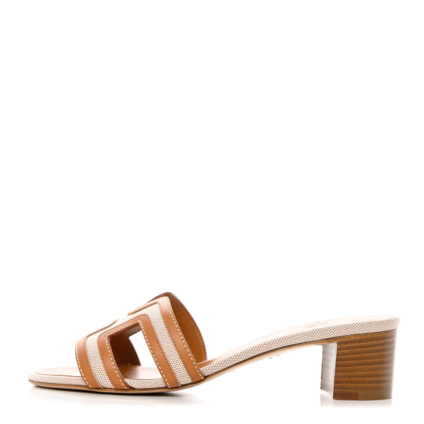 Calfskin Canvas Oasis Sandals 36.5 Noisette Beige Dore