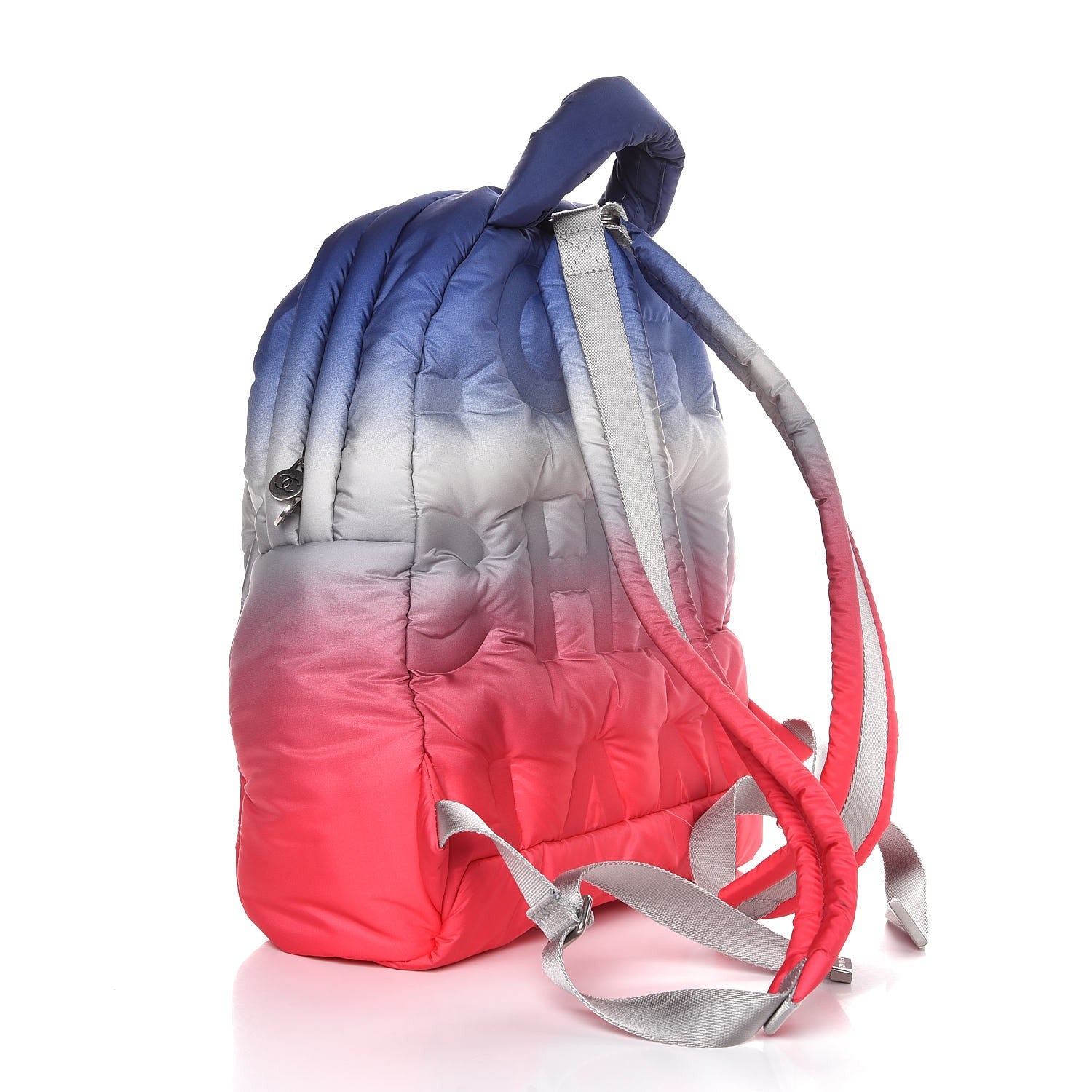 Chanel Nylon Embossed Doudoune Backpack Blue White Red 3 of 8
