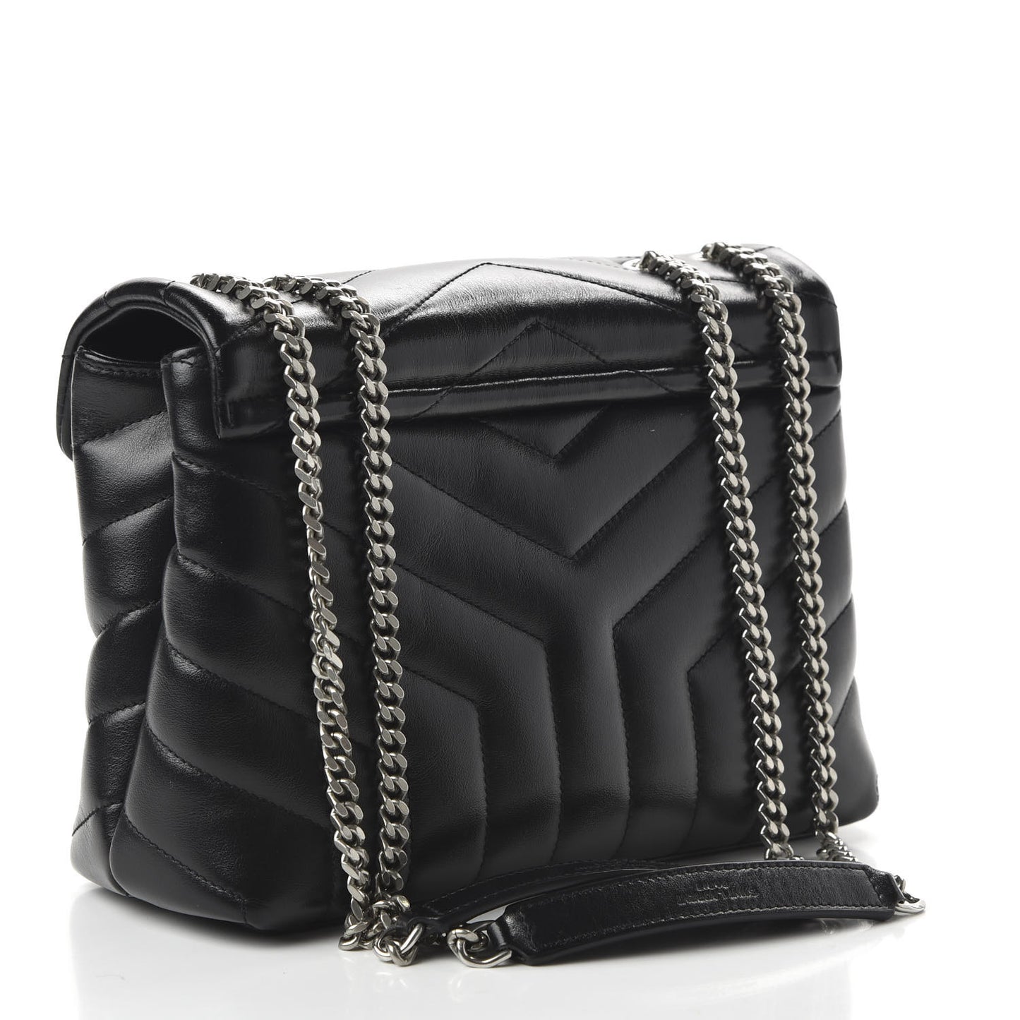 Calfskin Y Quilted Monogram Small Loulou Chain Satchel Black
