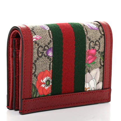 Gucci GG Supreme Monogram Flora Web Ophidia Card Case Red 3 of 7