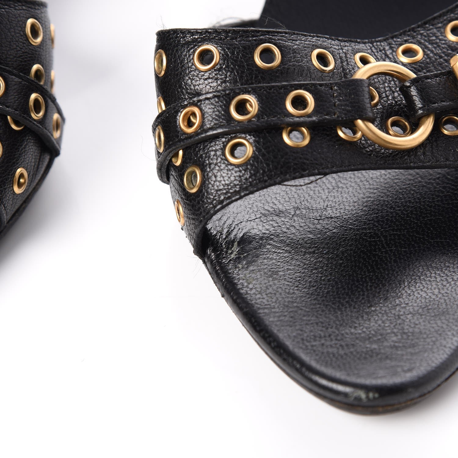 Gucci Calfskin Grommet Buckle Slide Sandal 7.5 Black 13 of 18
