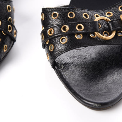 Gucci Calfskin Grommet Buckle Slide Sandal 7.5 Black 13 of 18