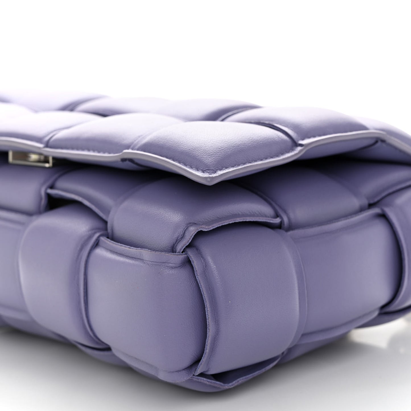 Lambskin Maxi Intreccio Padded Chain Cassette Crossbody Bag Lavender