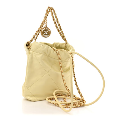 Chanel Shiny Calfskin Quilted Mini Chanel 22 Light Yellow 3 of 10