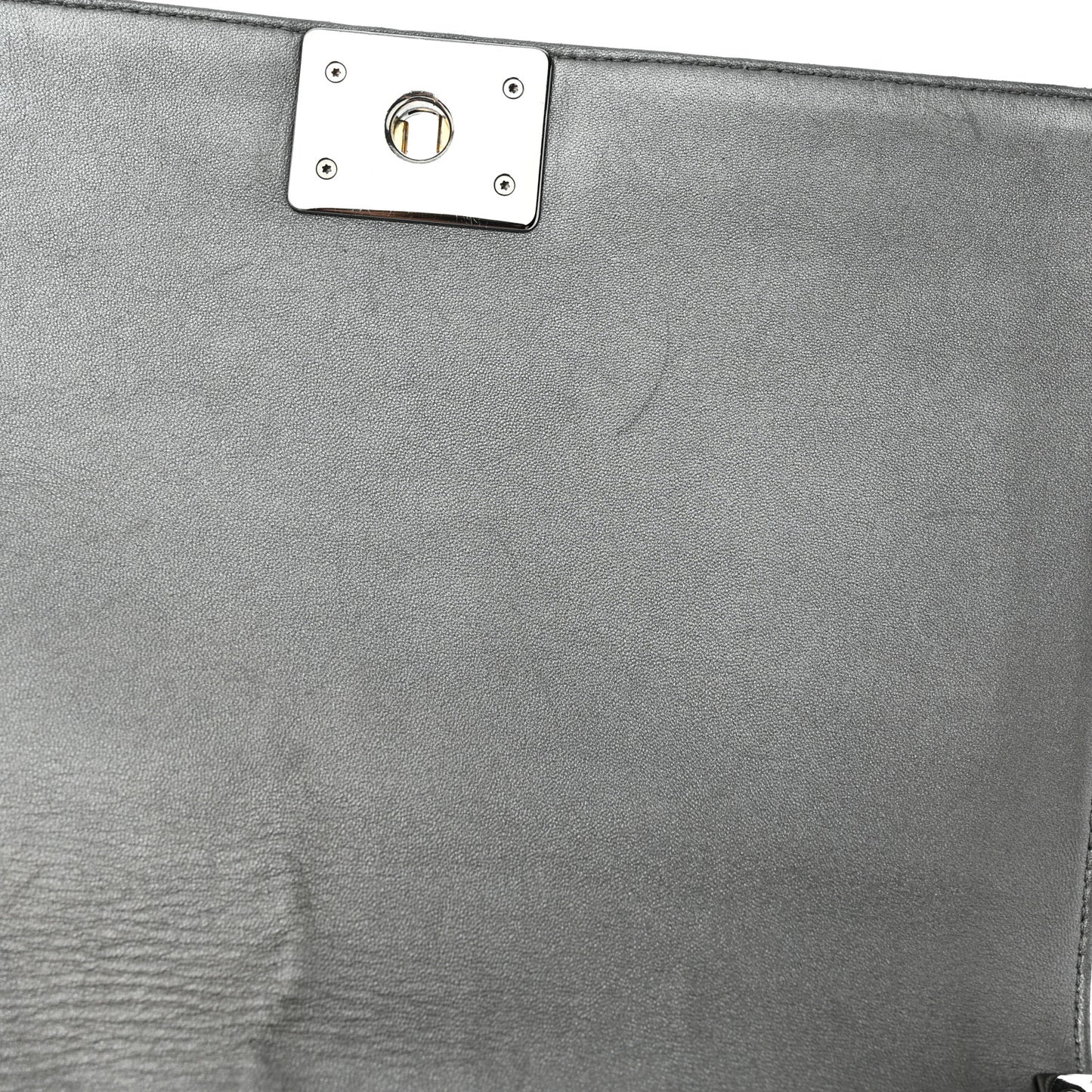 Metallic Lambskin Embossed Large Boy Cube Flap