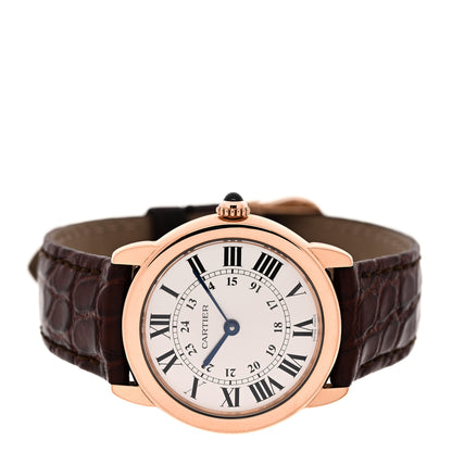 Cartier Stainless Steel 18K Pink Gold Alligator 29mm Ronde Solo Quartz Watch Brown 2 of 5