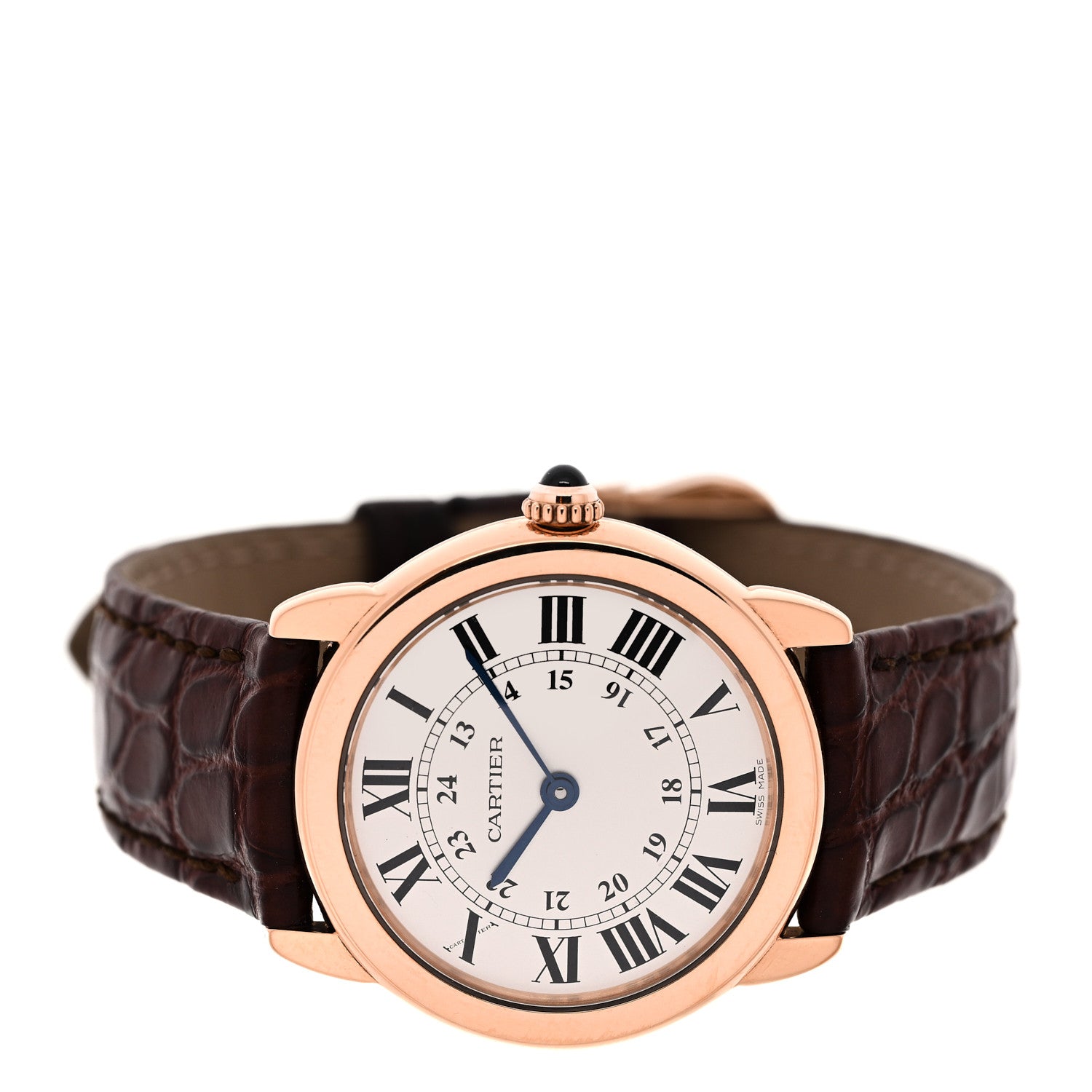 Cartier Stainless Steel 18K Pink Gold Alligator 29mm Ronde Solo Quartz Watch Brown 2 of 5