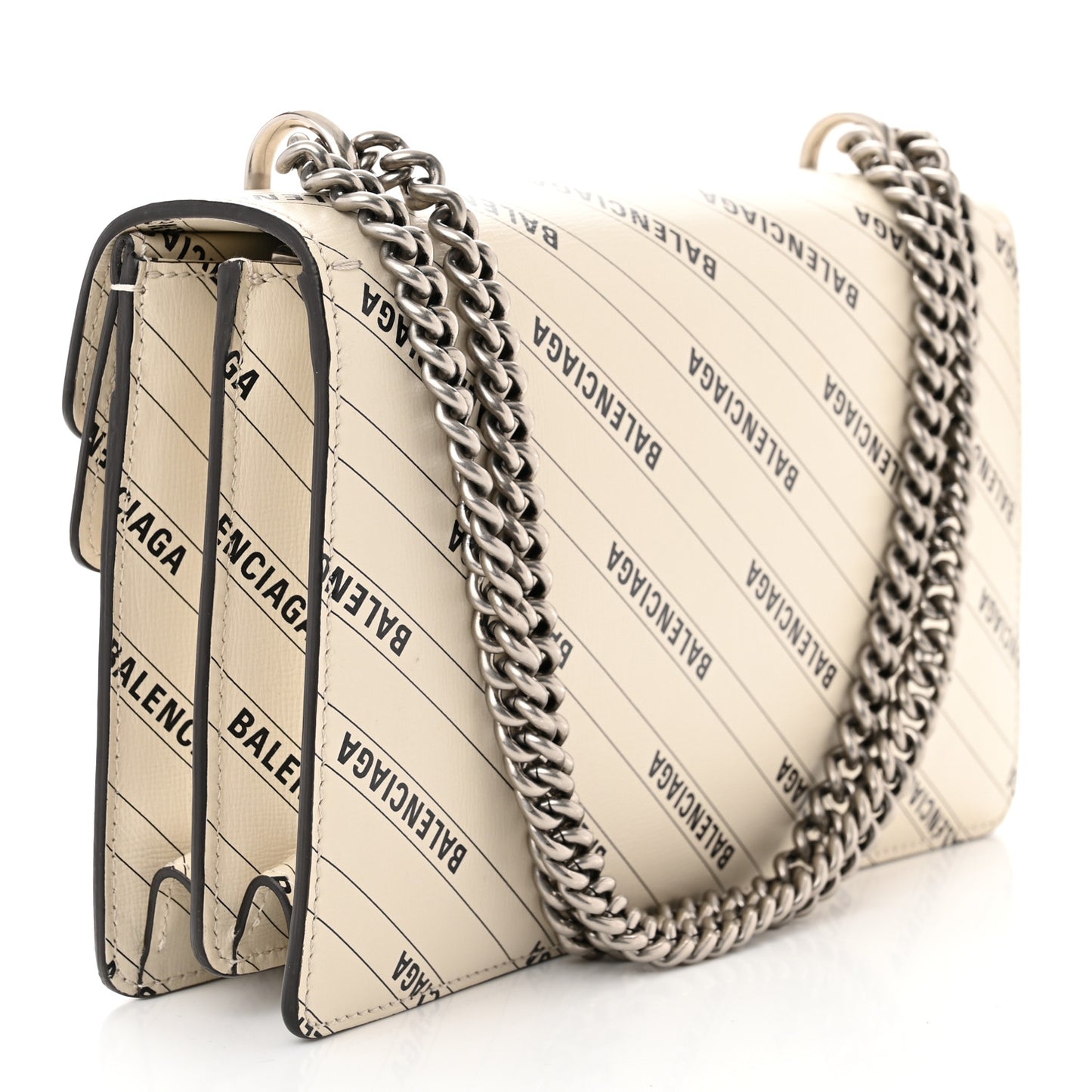 X BALENCIAGA Calfskin Logo Print Small Dionysus Shoulder Bag White