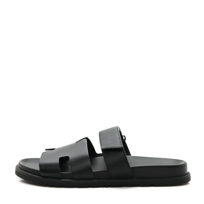 Hermes Calfskin Mens Chypre Sandals 42 Black 1 of 10