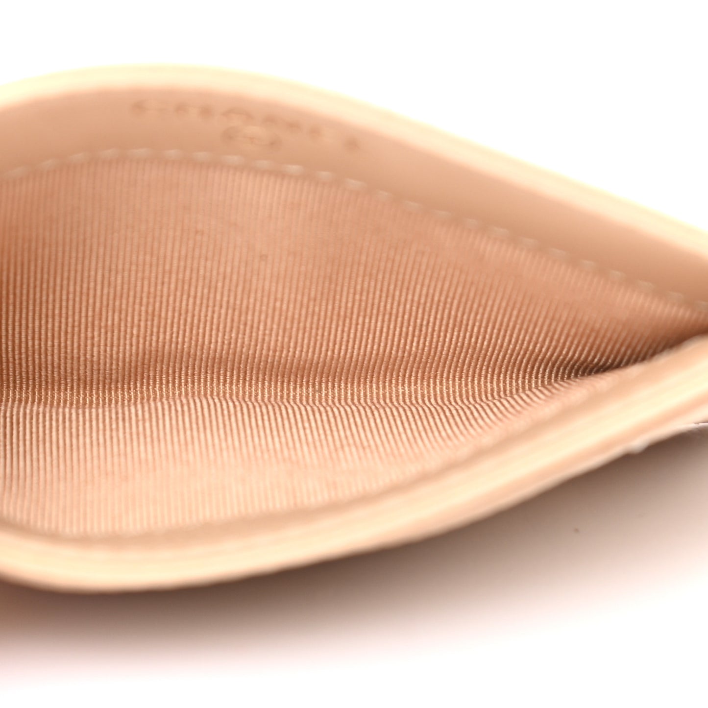 Caviar Quilted Card Holder Beige