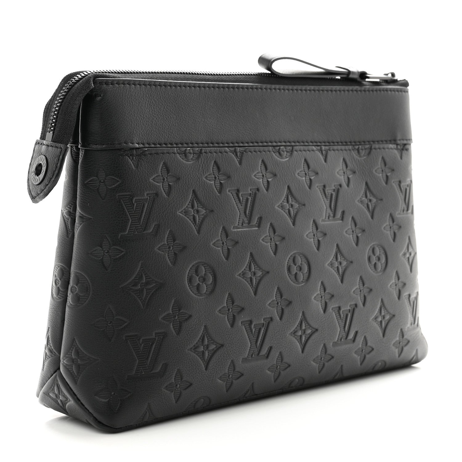 Louis Vuitton Shadow Calfskin Monogram Pochette Voyage Souple Black 3 of 6