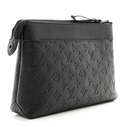 Louis Vuitton Shadow Calfskin Monogram Pochette Voyage Souple Black 3 of 6