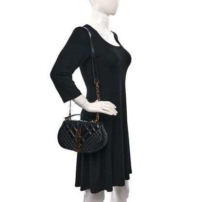 Versace Calfskin Quilted Greca Goddess Shoulder Bag Black 2 of 8