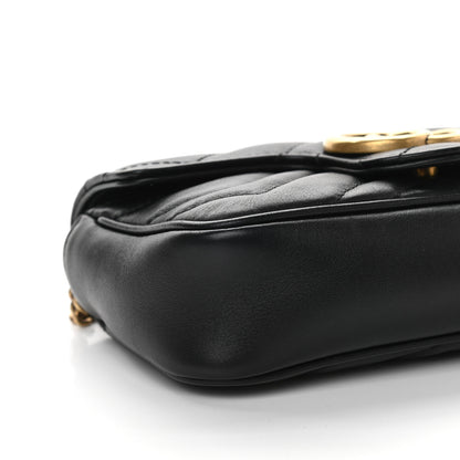 Gucci Calfskin Matelasse Super Mini GG Marmont Shoulder Bag Black 8 of 10