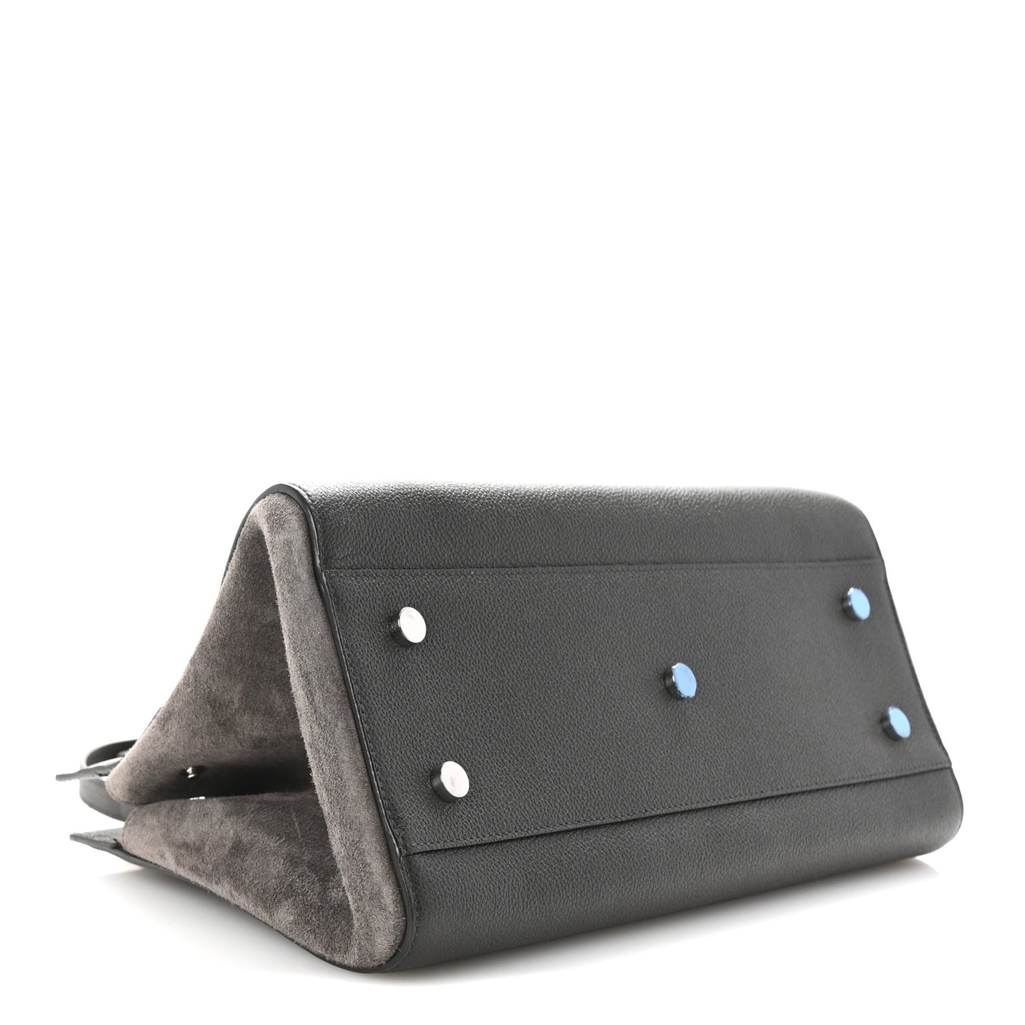 Grained Calfskin Small Cabas Rive Gauche Dark Anthracite
