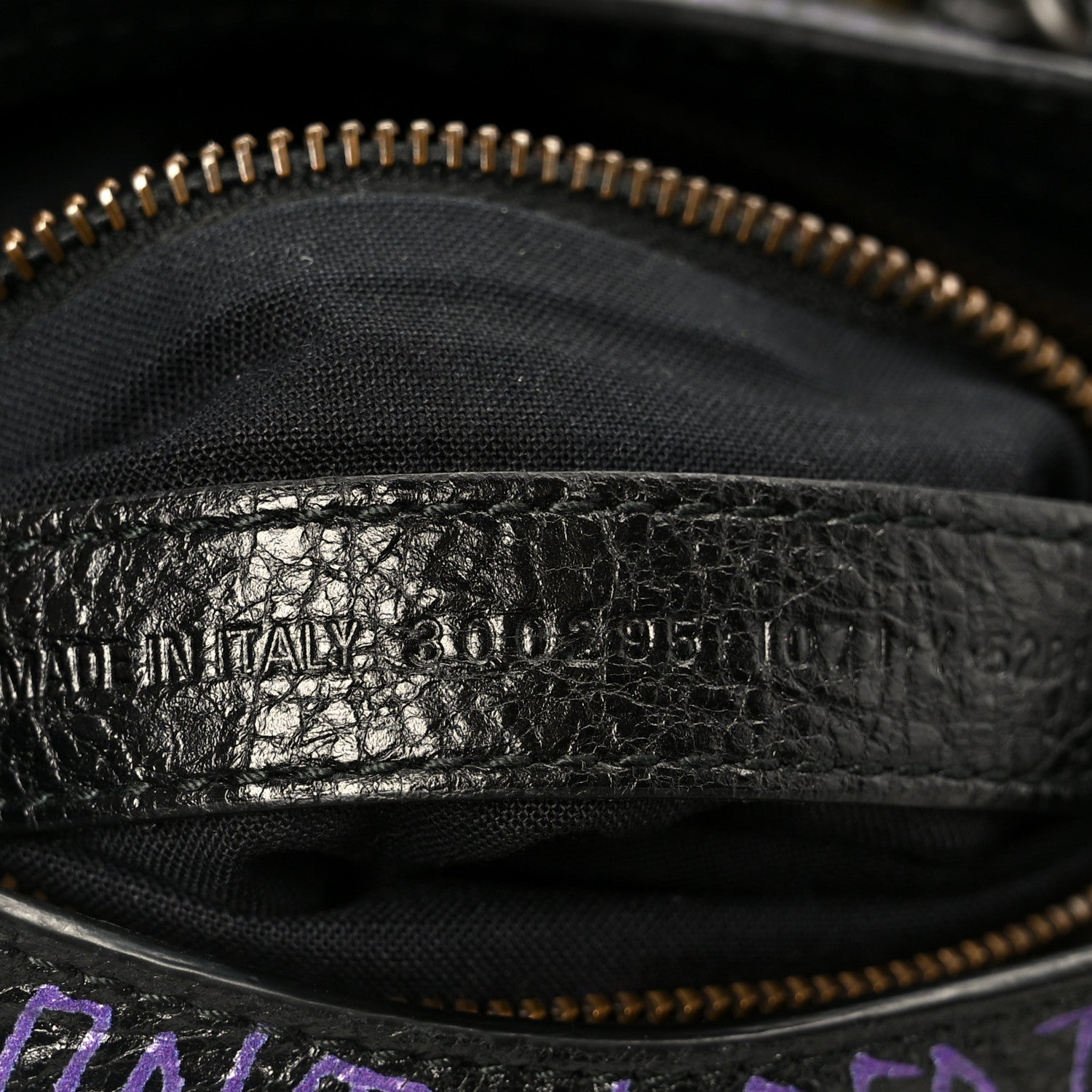Balenciaga Agneau Arena Graffiti All Over Classic Hardware Mini City Black Bleu Violet 7 of 11