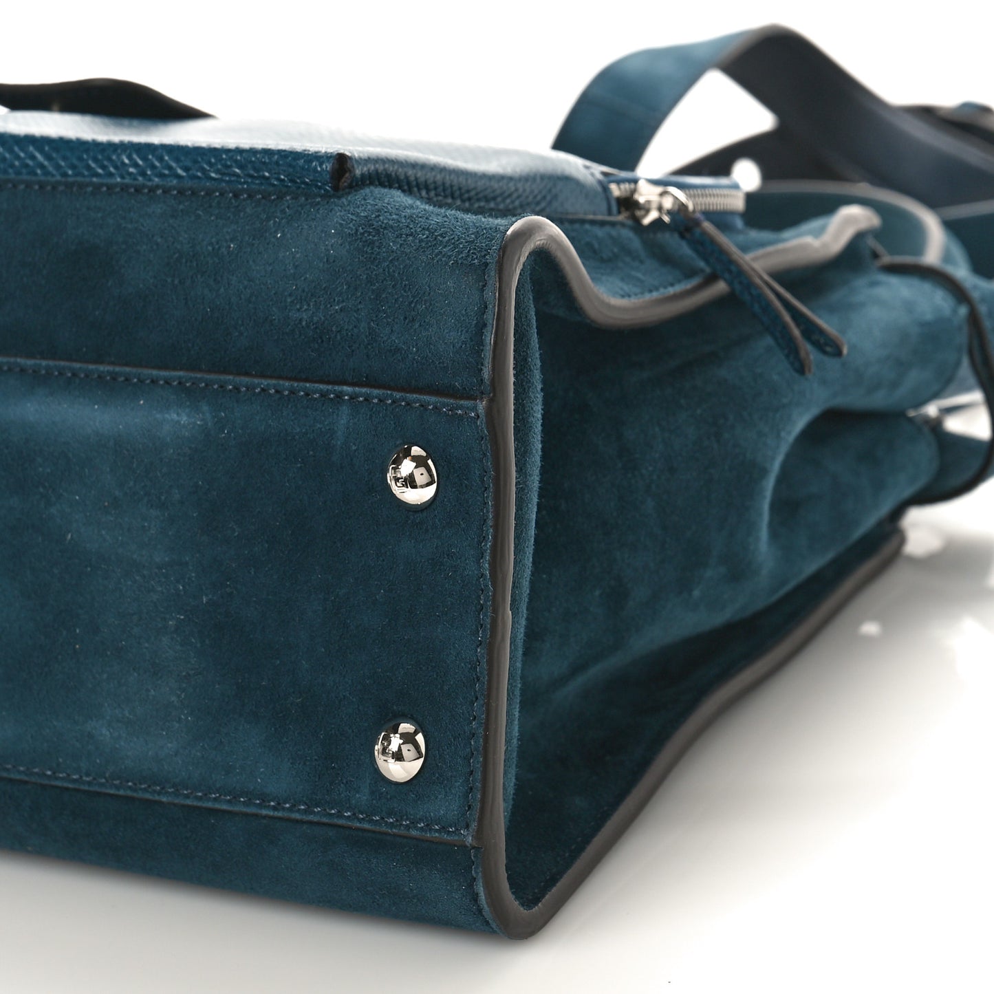 Chamois Karung Shiny Nappa Medium 3 Pocket Peekaboo Iconic Satchel Cobalto Petrolio