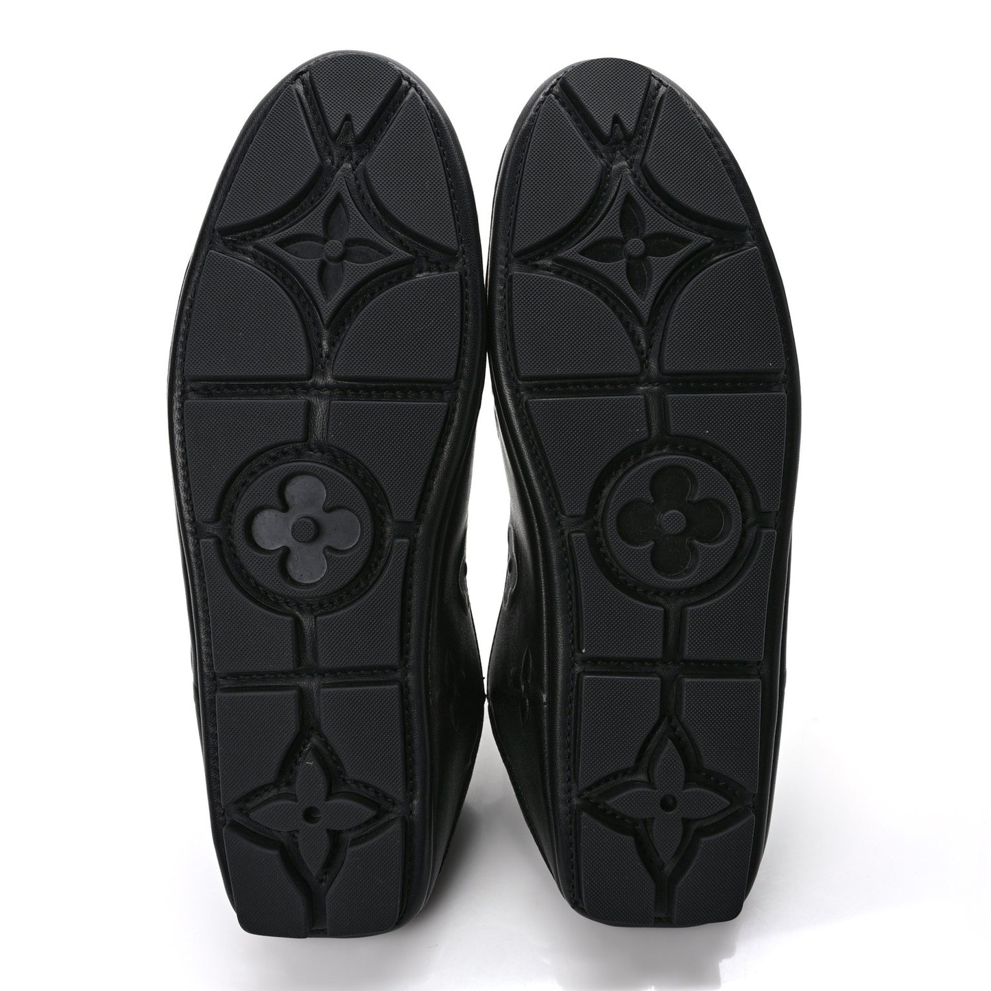 Calfskin Embossed Maxi Monogram Driver Open Back Moccasins 9.5 Black