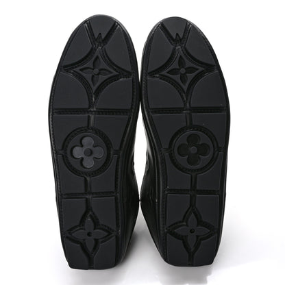 Louis Vuitton Calfskin Embossed Maxi Monogram Driver Open Back Moccasins 9.5 Black 5 of 8