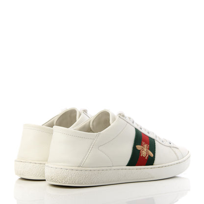 Gucci Calfskin Web Bee Embroidered Womens Ace Sneakers 37 White Green 4 of 10
