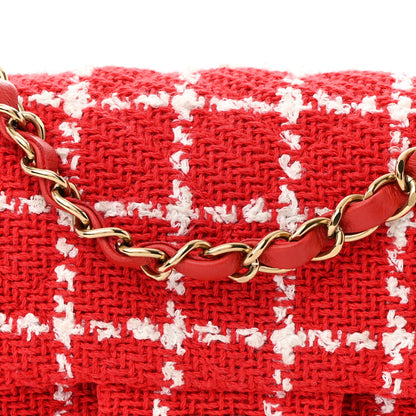 Chanel Tweed Quilted Mini Rectangular Flap White Red 8 of 13