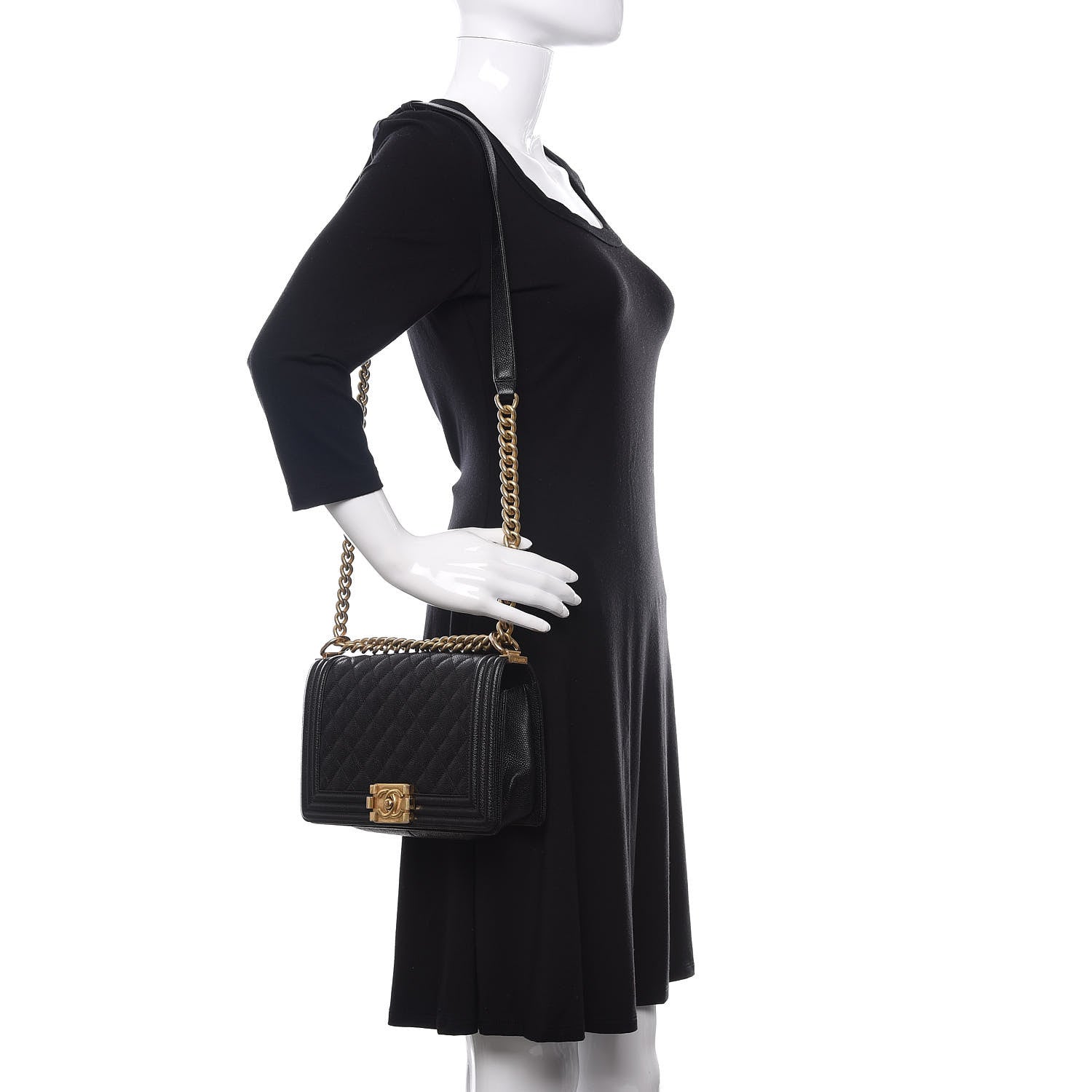 Chanel Caviar Quilted Medium Boy Flap Black 2 of 11