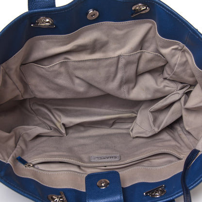Chanel Glazed Calfskin Large Deauville Tote Blue 5 of 12