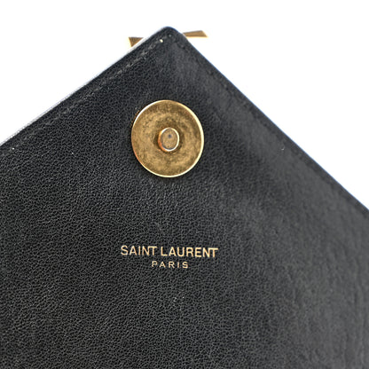 Saint Laurent Sheepskin Matelasse Chevron Monogram Medium College Bag Black 6 of 9