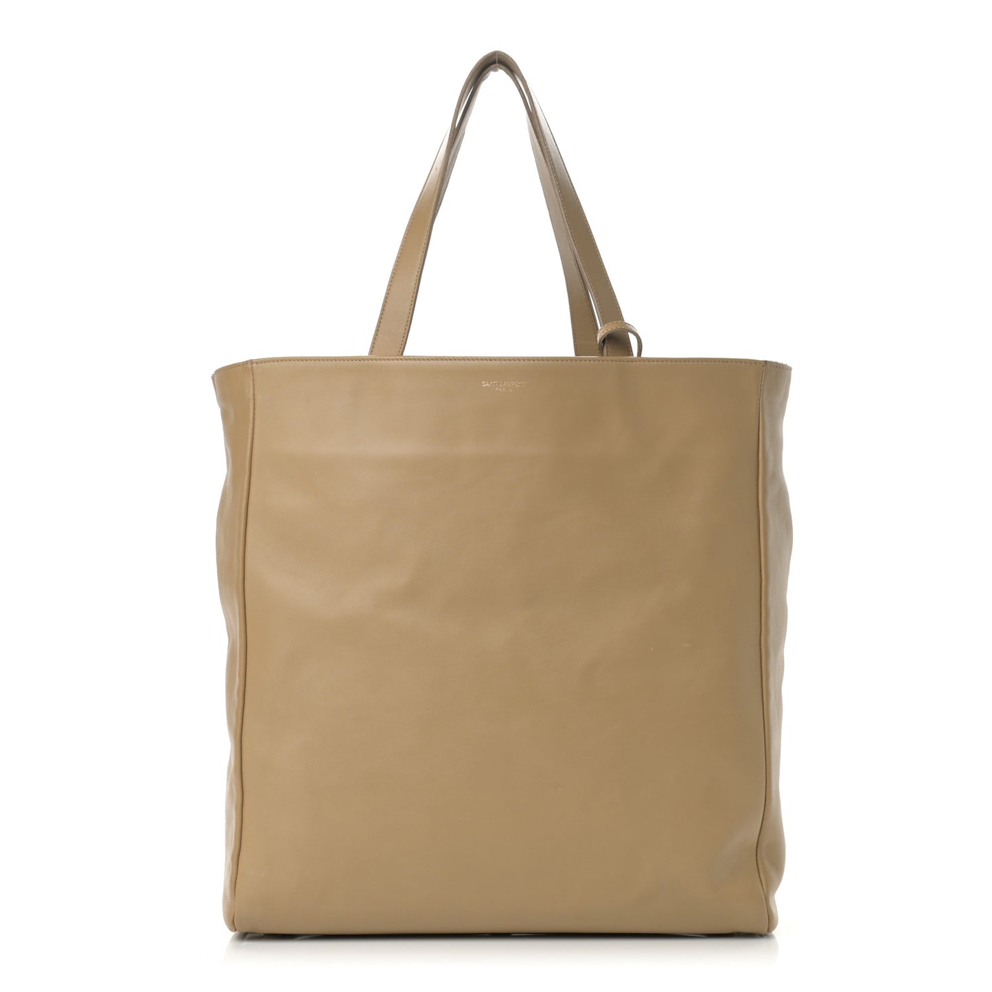 Calfskin Suede North South Reversible Shopping Tote Beige Black