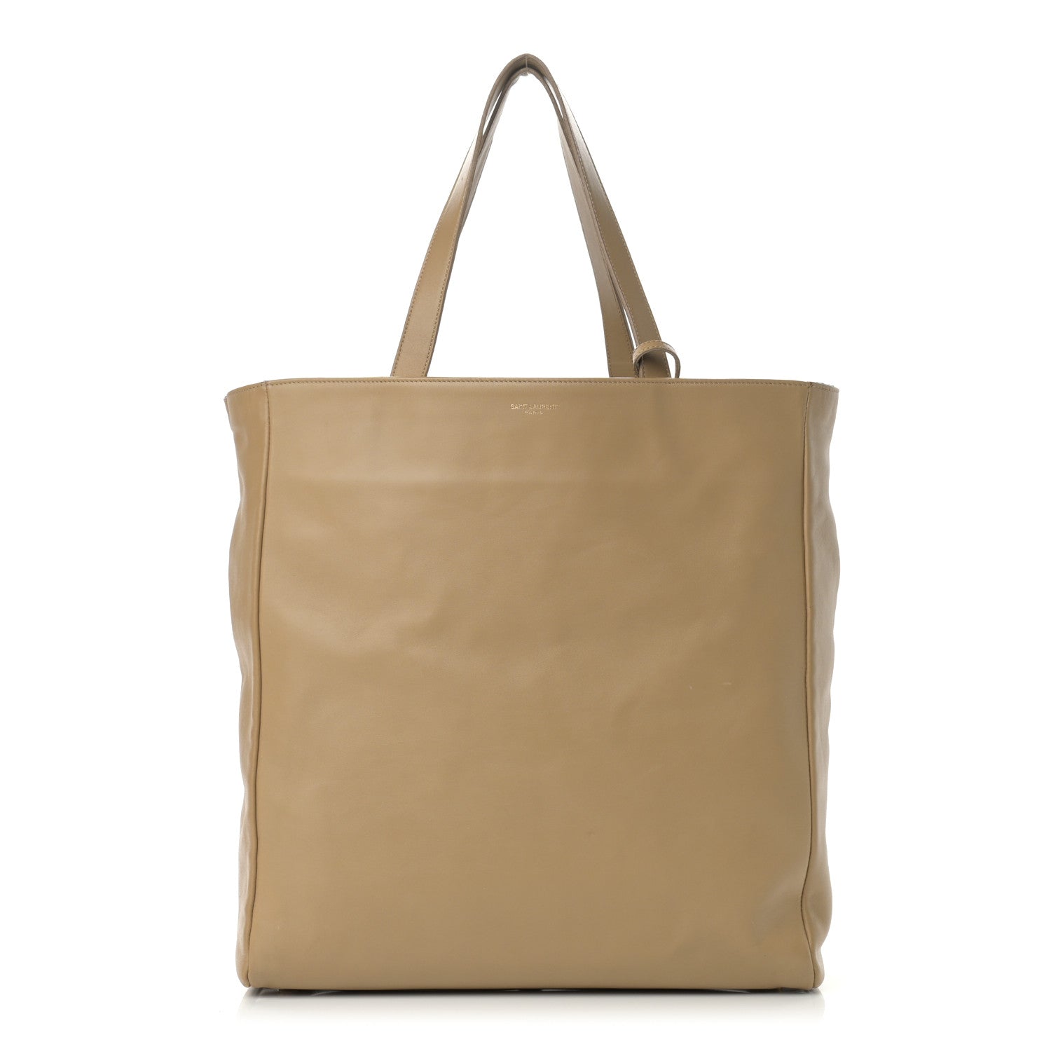 Saint Laurent Calfskin Suede North South Reversible Shopping Tote Beige Black 3 of 17