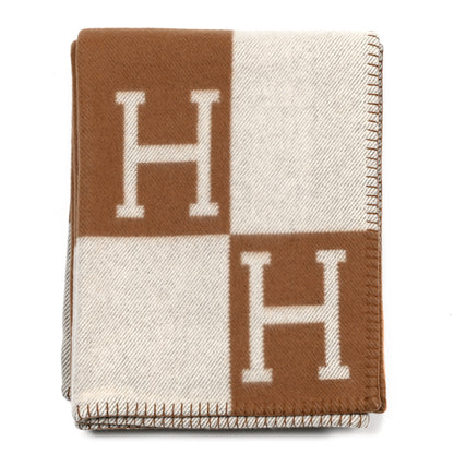 Hermes Wool Cashmere Avalon Blanket Ecru Camel 1 of 3