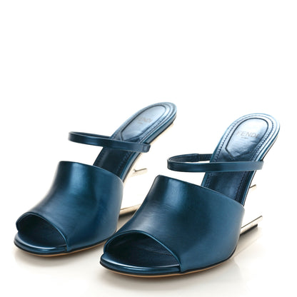 Fendi Metallic Calfskin Fendi First 95mm Slide Sandals 37 Perfect 3 of 8