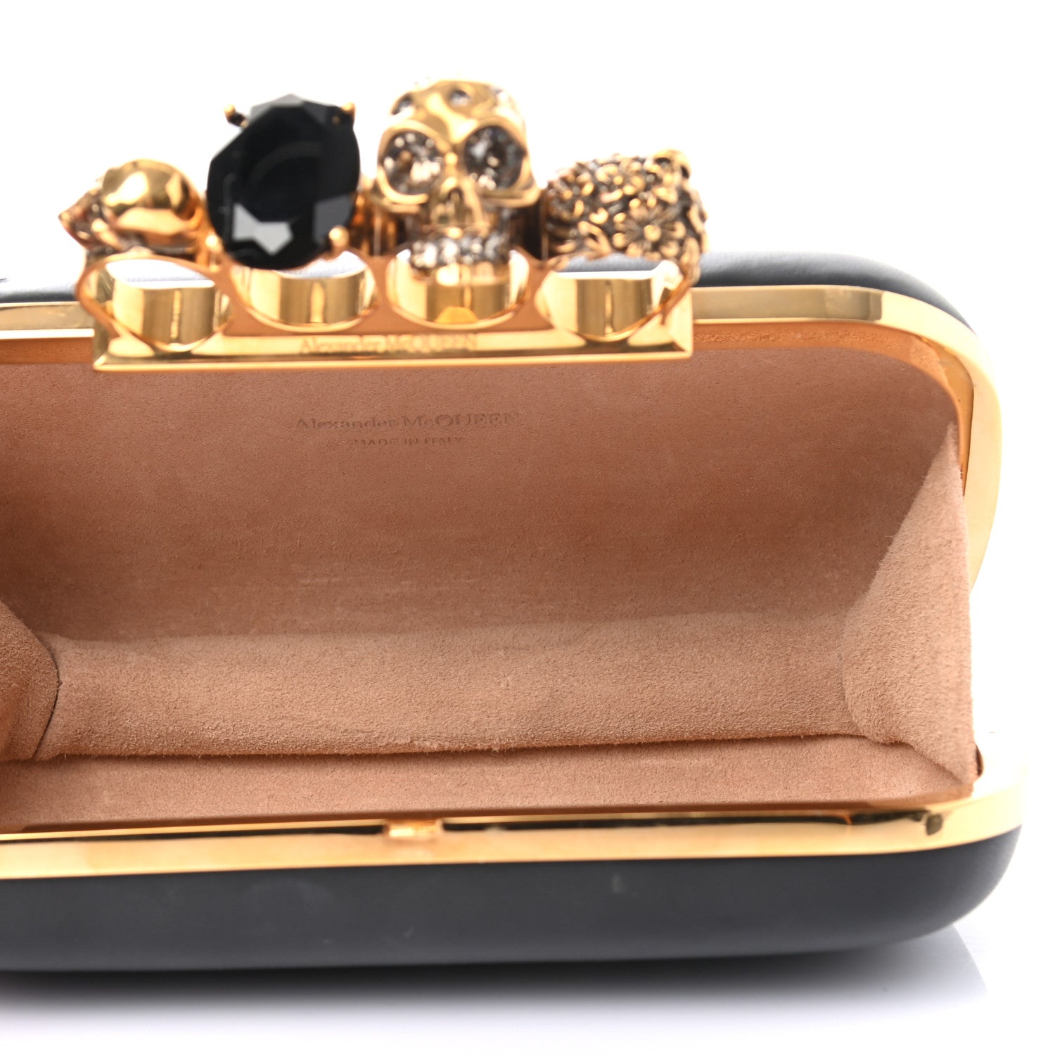 Alexander McQueen Nappa Skull Knuckle Duster Box Clutch Black 5 of 7