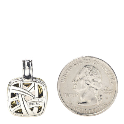 David Yurman Sterling Silver 18K Yellow Gold Diamond Smoky Quartz 11mm Albion Pendant 2 of 3