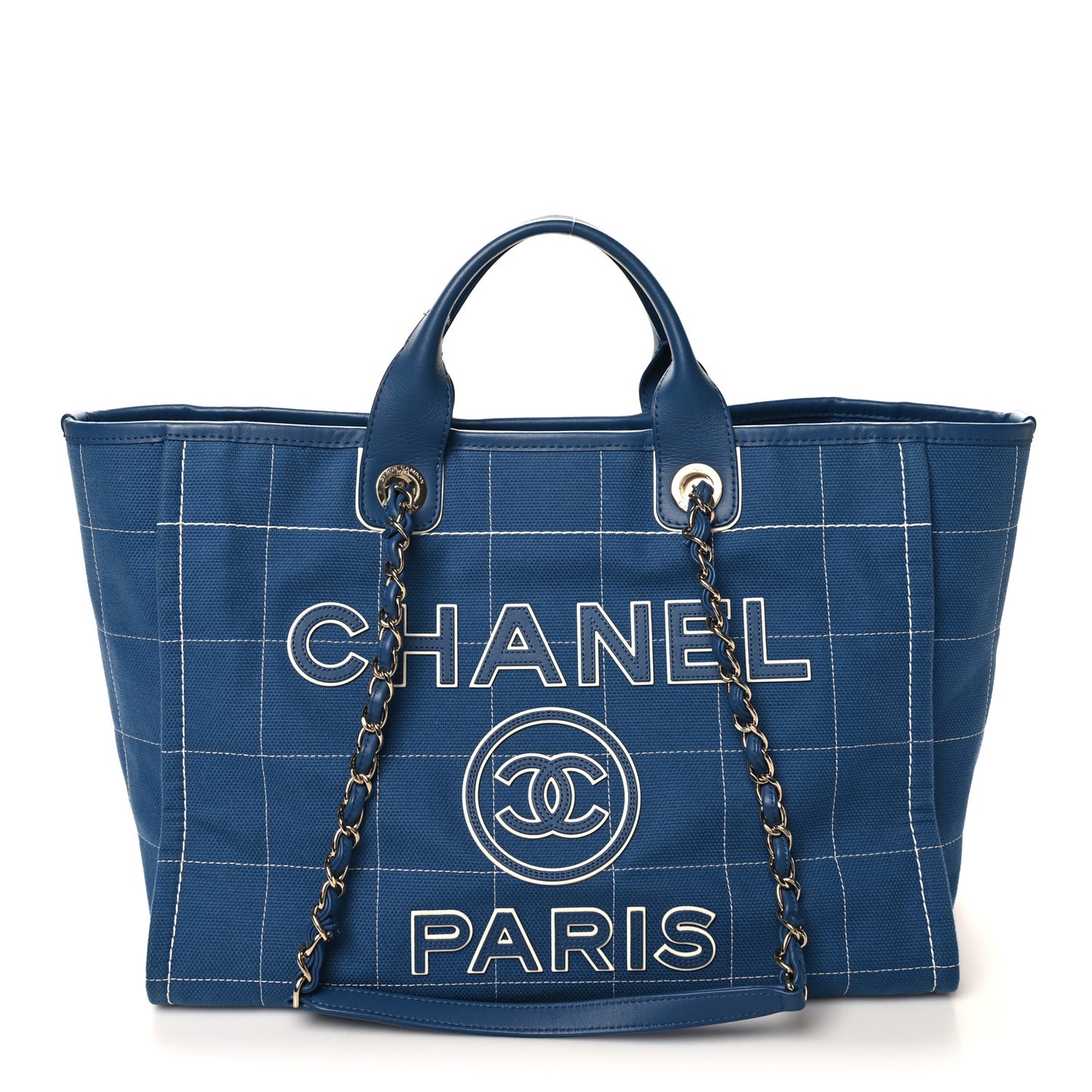 Cotton Medium Deauville Tote Blue White